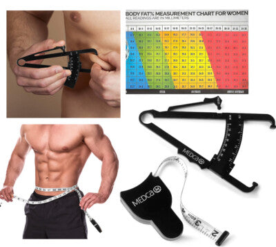 Body Fat Caliper with Measurement Chart